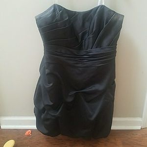 Davids bridal above the knee black satin dress